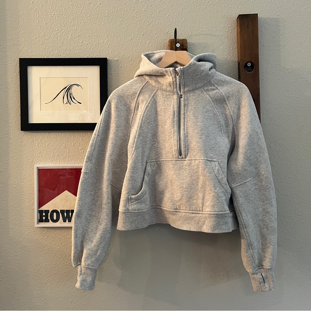 $118 Lululemon Scuba Oversized 1/2 Zip Hoodie Heathered Medium Grey M/L